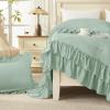 imageAndency White Ruffle Comforter Full Set 3pcs Vintage Farmhouse Shabby Chic Bedding Comforter Set Soft Lightweight Fluffy Bed Comforter Sets All Season Bedding SetSage