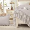 imageAndency White Ruffle Comforter Full Set 3pcs Vintage Farmhouse Shabby Chic Bedding Comforter Set Soft Lightweight Fluffy Bed Comforter Sets All Season Bedding SetLinen