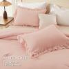 imageAndency White Ruffle Comforter Full Set 3pcs Vintage Farmhouse Shabby Chic Bedding Comforter Set Soft Lightweight Fluffy Bed Comforter Sets All Season Bedding SetBlush