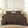 imageAndency White Ruffle Comforter Full Set 3pcs Vintage Farmhouse Shabby Chic Bedding Comforter Set Soft Lightweight Fluffy Bed Comforter Sets All Season Bedding SetBrown