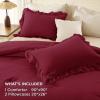 imageAndency White Ruffle Comforter Full Set 3pcs Vintage Farmhouse Shabby Chic Bedding Comforter Set Soft Lightweight Fluffy Bed Comforter Sets All Season Bedding SetBurgundy