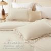 imageAndency White Ruffle Comforter Full Set 3pcs Vintage Farmhouse Shabby Chic Bedding Comforter Set Soft Lightweight Fluffy Bed Comforter Sets All Season Bedding SetBeige