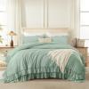 imageAndency White Ruffle Comforter Full Set 3pcs Vintage Farmhouse Shabby Chic Bedding Comforter Set Soft Lightweight Fluffy Bed Comforter Sets All Season Bedding SetSage