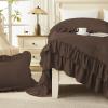 imageAndency White Ruffle Comforter Full Set 3pcs Vintage Farmhouse Shabby Chic Bedding Comforter Set Soft Lightweight Fluffy Bed Comforter Sets All Season Bedding SetBrown