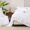 imageAndency White Ruffle Comforter Full Set 3pcs Vintage Farmhouse Shabby Chic Bedding Comforter Set Soft Lightweight Fluffy Bed Comforter Sets All Season Bedding SetWhite
