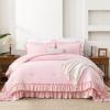imageAndency White Ruffle Comforter Full Set 3pcs Vintage Farmhouse Shabby Chic Bedding Comforter Set Soft Lightweight Fluffy Bed Comforter Sets All Season Bedding SetPink