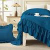 imageAndency White Ruffle Comforter Full Set 3pcs Vintage Farmhouse Shabby Chic Bedding Comforter Set Soft Lightweight Fluffy Bed Comforter Sets All Season Bedding SetTeal