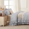 imageAndency White Ruffle Comforter Full Set 3pcs Vintage Farmhouse Shabby Chic Bedding Comforter Set Soft Lightweight Fluffy Bed Comforter Sets All Season Bedding SetLight Gray
