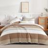 imageAndency Full Size Comforter Set Sage Green  7 Pieces Green Striped Lightweight Bed in a Bag Soft Microfiber Reversible Bedding Set with Comforter Fitted ampamp Flat Sheet Pillowcases ampamp Shams10  Taupe