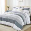 imageAndency Full Size Comforter Set Sage Green  7 Pieces Green Striped Lightweight Bed in a Bag Soft Microfiber Reversible Bedding Set with Comforter Fitted ampamp Flat Sheet Pillowcases ampamp Shams06  Light Grey