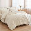 imageAndency King Size Comforter Set 7 Pieces Dark Emerald Green  Bed in a Bag King Boho Lightweight Fluffy Tufted Bedding Sets with Quilt Comforter Sheets Pillowcases ampamp ShamsBeige