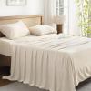 imageAndency Queen Sheets Set 100 Viscose Derived from Bamboo Cooling Summer Bed Sheets Queen Size Deep Pocket Up to 16quot Silky Soft Sheets Hotel Bedding Sheets ampamp Pillowcases Dark Emerald GreenBeige