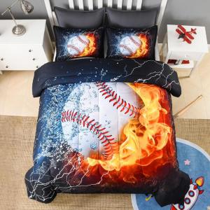 imageAndency 3D Basketball Comforter Twin66x90 Inch 2 Pieces1 Basketball Comforter 1 Pillowcase Sport Microfiber Bedding Set for Kids Boys Teens3d Baseball