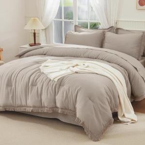 imageAndency Beige California King Size Comforter Set with Sheets  7 Pieces Boho Tassel Bed in a Bag Soft Lightweight Bedding Sets Fringe Bed Set with Comforter Sheets Pillowcases ampamp Shams07  Wheat