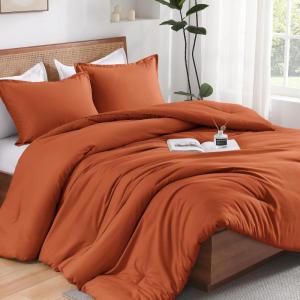 imageAndency Beige Twin Size Comforter Set Solid Bed Comforter 2 Pieces 1 Boho Comforter ampamp 1 Pillowcase Lightweight and Fluffy Plain Beige Bed Comforter Set for All SeasonTerracotta
