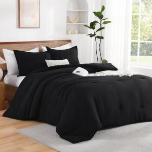 imageAndency Beige Twin Size Comforter Set Solid Bed Comforter 2 Pieces 1 Boho Comforter ampamp 1 Pillowcase Lightweight and Fluffy Plain Beige Bed Comforter Set for All SeasonBlack
