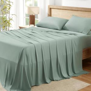 imageAndency Queen Sheets Set 100 Viscose Derived from Bamboo Cooling Summer Bed Sheets Queen Size Deep Pocket Up to 16quot Silky Soft Sheets Hotel Bedding Sheets ampamp Pillowcases Dark Emerald GreenSage Green