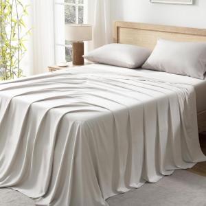 imageAndency Queen Sheets Set 100 Viscose Derived from Bamboo Cooling Summer Bed Sheets Queen Size Deep Pocket Up to 16quot Silky Soft Sheets Hotel Bedding Sheets ampamp Pillowcases Dark Emerald GreenLinen
