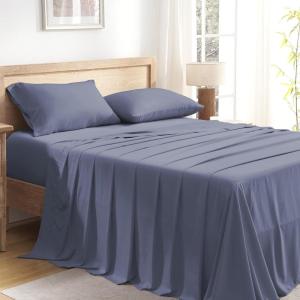 imageAndency Queen Sheets Set 100 Viscose Derived from Bamboo Cooling Summer Bed Sheets Queen Size Deep Pocket Up to 16quot Silky Soft Sheets Hotel Bedding Sheets ampamp Pillowcases Dark Emerald GreenBluish Grey