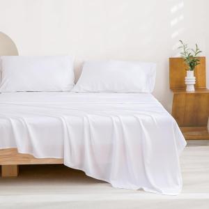imageAndency Queen Sheets Set 100 Viscose Derived from Bamboo Cooling Summer Bed Sheets Queen Size Deep Pocket Up to 16quot Silky Soft Sheets Hotel Bedding Sheets ampamp Pillowcases Dark Emerald GreenWhite