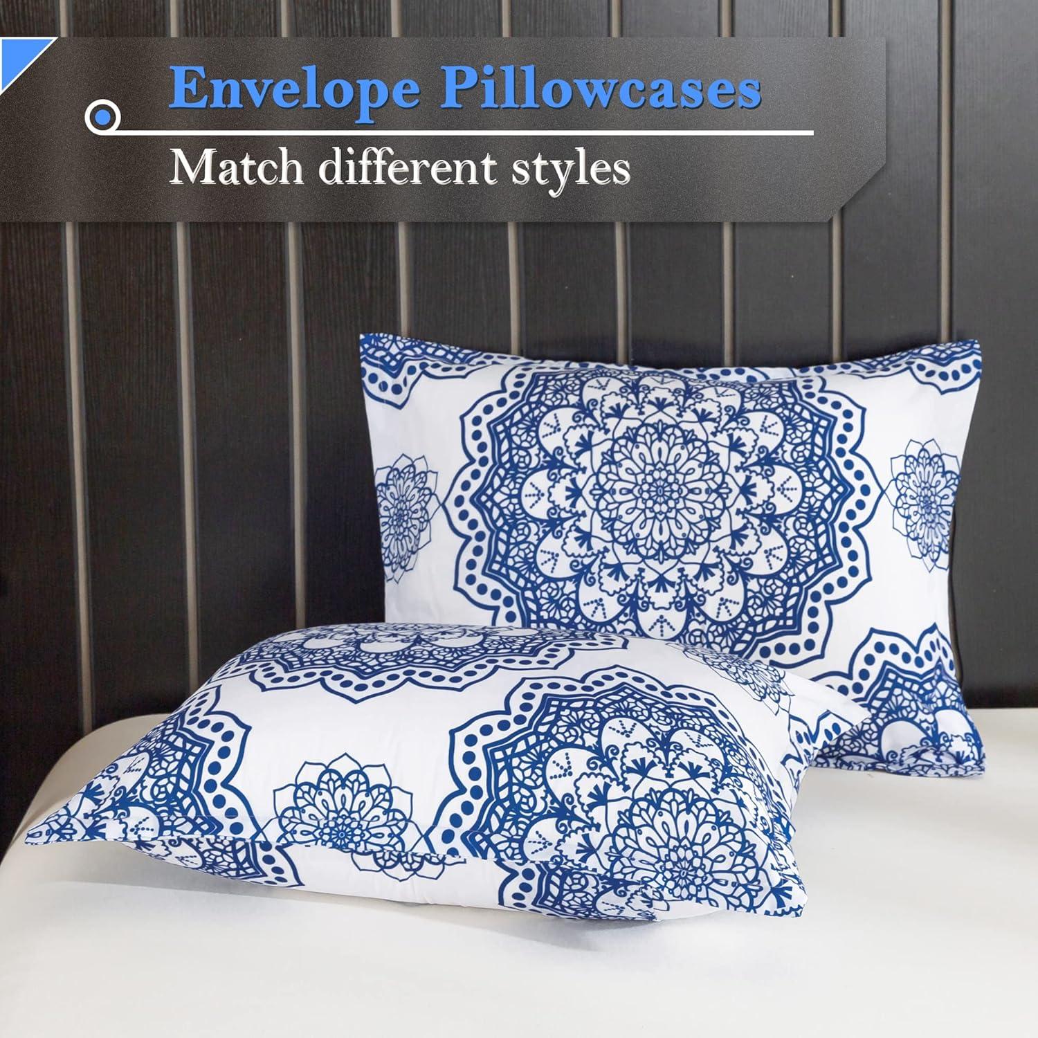 imageAndency Paisley Queen Size Comforter Set Navy  Medallion Damask Comforter Set 3 Pieces 90  90Inch Elegant Vintage Paisley Bed Set
