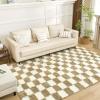 imageAndency 3x5 Ft Black and White Area Rug for Living Room Classic Checkered Shaggy Rug NonSlip High Pile Soft Fluffy Rug Fuzzy Carpet Bedroom Kids Toddler Room Nursery Playroom Cute Dorm Home DecorBeige and White