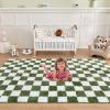 imageAndency 3x5 Ft Black and White Area Rug for Living Room Classic Checkered Shaggy Rug NonSlip High Pile Soft Fluffy Rug Fuzzy Carpet Bedroom Kids Toddler Room Nursery Playroom Cute Dorm Home DecorGreen and White
