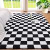 imageAndency 3x5 Ft Black and White Area Rug for Living Room Classic Checkered Shaggy Rug NonSlip High Pile Soft Fluffy Rug Fuzzy Carpet Bedroom Kids Toddler Room Nursery Playroom Cute Dorm Home DecorBlack and White