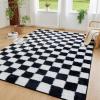 imageAndency 3x5 Ft Black and White Area Rug for Living Room Classic Checkered Shaggy Rug NonSlip High Pile Soft Fluffy Rug Fuzzy Carpet Bedroom Kids Toddler Room Nursery Playroom Cute Dorm Home DecorBlack and White