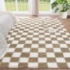 imageAndency 3x5 Ft Black and White Area Rug for Living Room Classic Checkered Shaggy Rug NonSlip High Pile Soft Fluffy Rug Fuzzy Carpet Bedroom Kids Toddler Room Nursery Playroom Cute Dorm Home DecorBeige and White