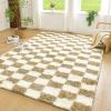 imageAndency 3x5 Ft Black and White Area Rug for Living Room Classic Checkered Shaggy Rug NonSlip High Pile Soft Fluffy Rug Fuzzy Carpet Bedroom Kids Toddler Room Nursery Playroom Cute Dorm Home DecorBeige and White