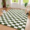 imageAndency 3x5 Ft Black and White Area Rug for Living Room Classic Checkered Shaggy Rug NonSlip High Pile Soft Fluffy Rug Fuzzy Carpet Bedroom Kids Toddler Room Nursery Playroom Cute Dorm Home DecorGreen and White
