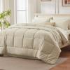 imageAndency Beige Comforter Set King Size 7 Pieces Bed in a Bag Bedding Sets All Season Soft Fluffy Reversible Warm Comforter Flat Sheet Fitted Sheet 2 Pillow Shams 2 PillowcasesBeige