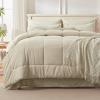 imageAndency Beige Comforter Set King Size 7 Pieces Bed in a Bag Bedding Sets All Season Soft Fluffy Reversible Warm Comforter Flat Sheet Fitted Sheet 2 Pillow Shams 2 PillowcasesBeige