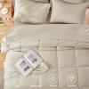 imageAndency Beige Comforter Set King Size 7 Pieces Bed in a Bag Bedding Sets All Season Soft Fluffy Reversible Warm Comforter Flat Sheet Fitted Sheet 2 Pillow Shams 2 PillowcasesBeige