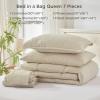 imageAndency Beige Comforter Set King Size 7 Pieces Bed in a Bag Bedding Sets All Season Soft Fluffy Reversible Warm Comforter Flat Sheet Fitted Sheet 2 Pillow Shams 2 PillowcasesBeige