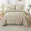 imageAndency Beige Comforter Set King Size 7 Pieces Bed in a Bag Bedding Sets All Season Soft Fluffy Reversible Warm Comforter Flat Sheet Fitted Sheet 2 Pillow Shams 2 PillowcasesBeige
