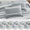 imageAndency California King Quilt Set Grey White 112x104 Inch 3 Pieces 1 Cal King Patchwork Striped Printed Quilt and 2 Pillowcases Soft Lightweight Reversible Microfiber Bedspread Coverlet Bedding