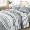 imageAndency California King Quilt Set Grey White 112x104 Inch 3 Pieces 1 Cal King Patchwork Striped Printed Quilt and 2 Pillowcases Soft Lightweight Reversible Microfiber Bedspread Coverlet Bedding