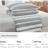 imageAndency California King Quilt Set Grey White 112x104 Inch 3 Pieces 1 Cal King Patchwork Striped Printed Quilt and 2 Pillowcases Soft Lightweight Reversible Microfiber Bedspread Coverlet Bedding