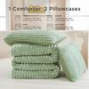 imageAndency Fluffy Queen Comforter Set Super Soft White Comforters Queen Size Winter Warm Fleece Faux Fur Bedding Set Luxury Plush Fuzzy Bed Set 3 Pieces 1 Shaggy Comforter 2 PillowcasesSage Green