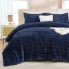 imageAndency Fluffy Queen Comforter Set Super Soft White Comforters Queen Size Winter Warm Fleece Faux Fur Bedding Set Luxury Plush Fuzzy Bed Set 3 Pieces 1 Shaggy Comforter 2 PillowcasesNavy Blue