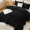 imageAndency Fluffy Queen Comforter Set Super Soft White Comforters Queen Size Winter Warm Fleece Faux Fur Bedding Set Luxury Plush Fuzzy Bed Set 3 Pieces 1 Shaggy Comforter 2 PillowcasesBlack