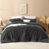 imageAndency Fluffy Queen Comforter Set Super Soft White Comforters Queen Size Winter Warm Fleece Faux Fur Bedding Set Luxury Plush Fuzzy Bed Set 3 Pieces 1 Shaggy Comforter 2 PillowcasesDark Grey
