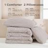imageAndency Fluffy Queen Comforter Set Super Soft White Comforters Queen Size Winter Warm Fleece Faux Fur Bedding Set Luxury Plush Fuzzy Bed Set 3 Pieces 1 Shaggy Comforter 2 PillowcasesLinen