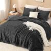 imageAndency Fluffy Queen Comforter Set Super Soft White Comforters Queen Size Winter Warm Fleece Faux Fur Bedding Set Luxury Plush Fuzzy Bed Set 3 Pieces 1 Shaggy Comforter 2 PillowcasesDark Grey