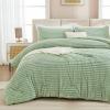 imageAndency Fluffy Queen Comforter Set Super Soft White Comforters Queen Size Winter Warm Fleece Faux Fur Bedding Set Luxury Plush Fuzzy Bed Set 3 Pieces 1 Shaggy Comforter 2 PillowcasesSage Green