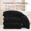 imageAndency Fluffy Queen Comforter Set Super Soft White Comforters Queen Size Winter Warm Fleece Faux Fur Bedding Set Luxury Plush Fuzzy Bed Set 3 Pieces 1 Shaggy Comforter 2 PillowcasesBlack