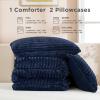 imageAndency Fluffy Queen Comforter Set Super Soft White Comforters Queen Size Winter Warm Fleece Faux Fur Bedding Set Luxury Plush Fuzzy Bed Set 3 Pieces 1 Shaggy Comforter 2 PillowcasesNavy Blue