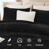 imageAndency Fluffy Queen Comforter Set Super Soft White Comforters Queen Size Winter Warm Fleece Faux Fur Bedding Set Luxury Plush Fuzzy Bed Set 3 Pieces 1 Shaggy Comforter 2 PillowcasesBlack